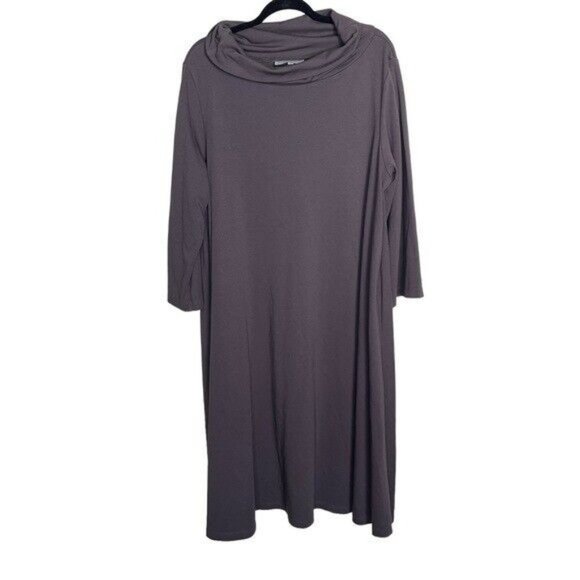 Bryn Walker Ilse Ponti Soft Knit Drape Mock Neck Long Dolman Sleeve Dress Medium - Picture 2 of 10